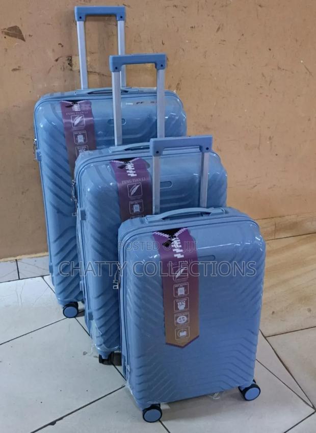 Blue 3 in 1 Unbreakable Rubber Pp Suitcases Size 2 - thumbnail 2