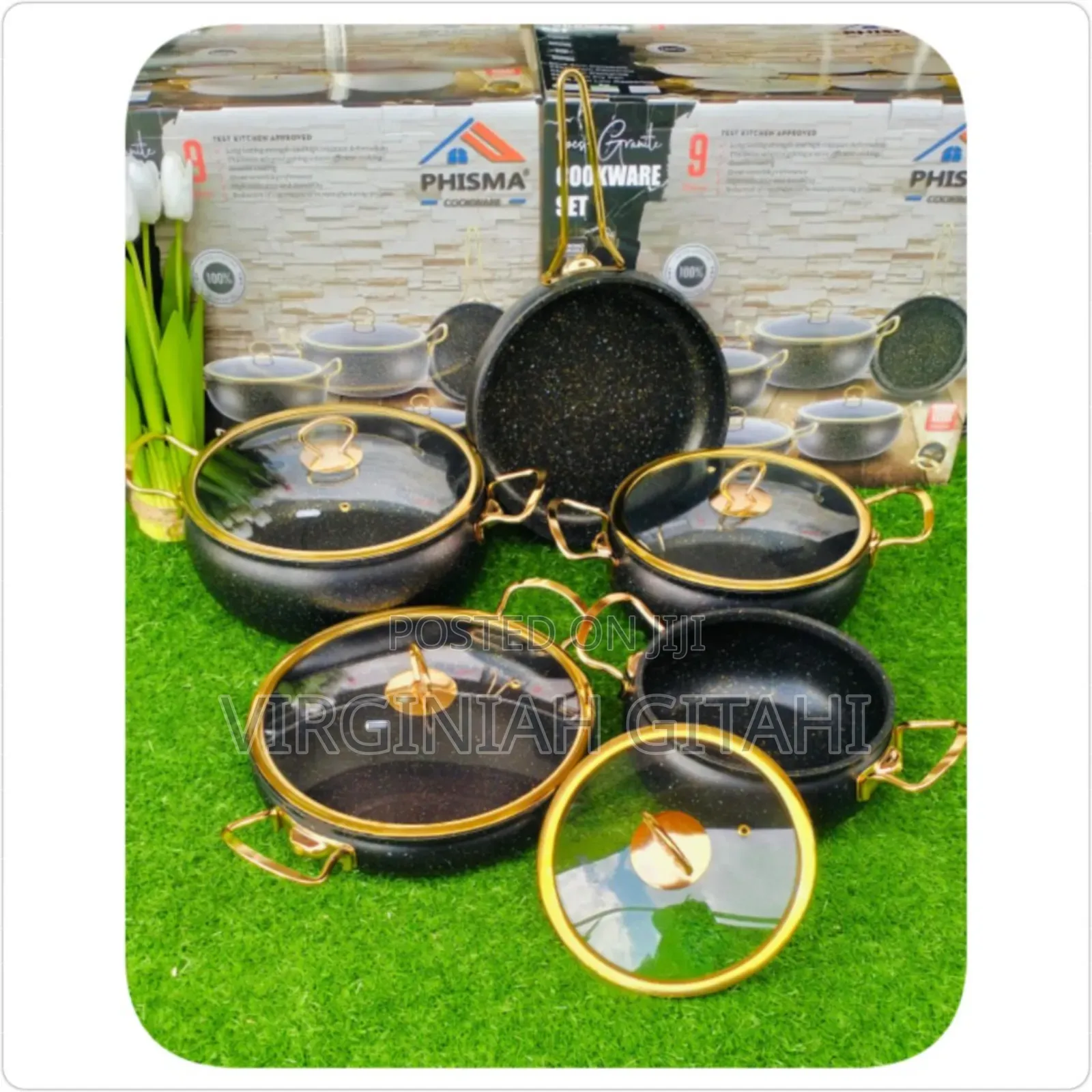 Black With Gold Phisma 9pcs Cookware