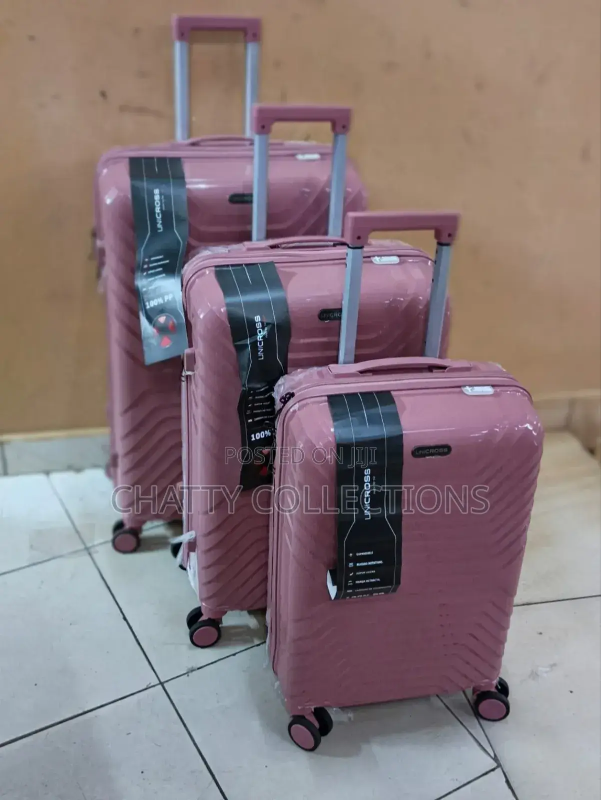 Pink 3 in 1 Unbreakable Rubber Pp Suitcases Size 2