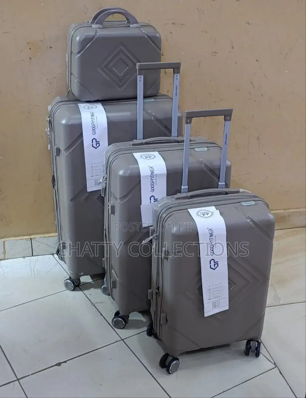 Beige 4 in 1 Unbreakable Rubber Suitcase Size 2