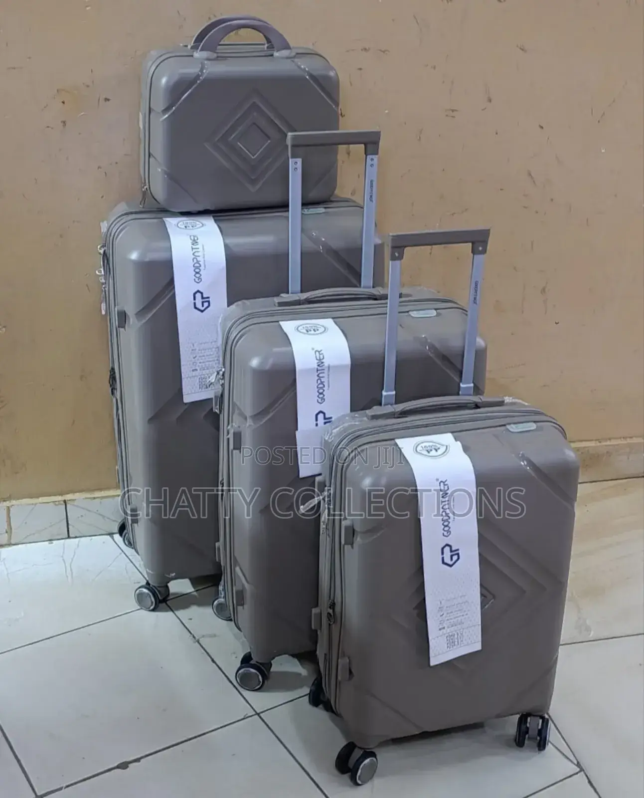Beige 4 in 1 Unbreakable Rubber Suitcase Size 2