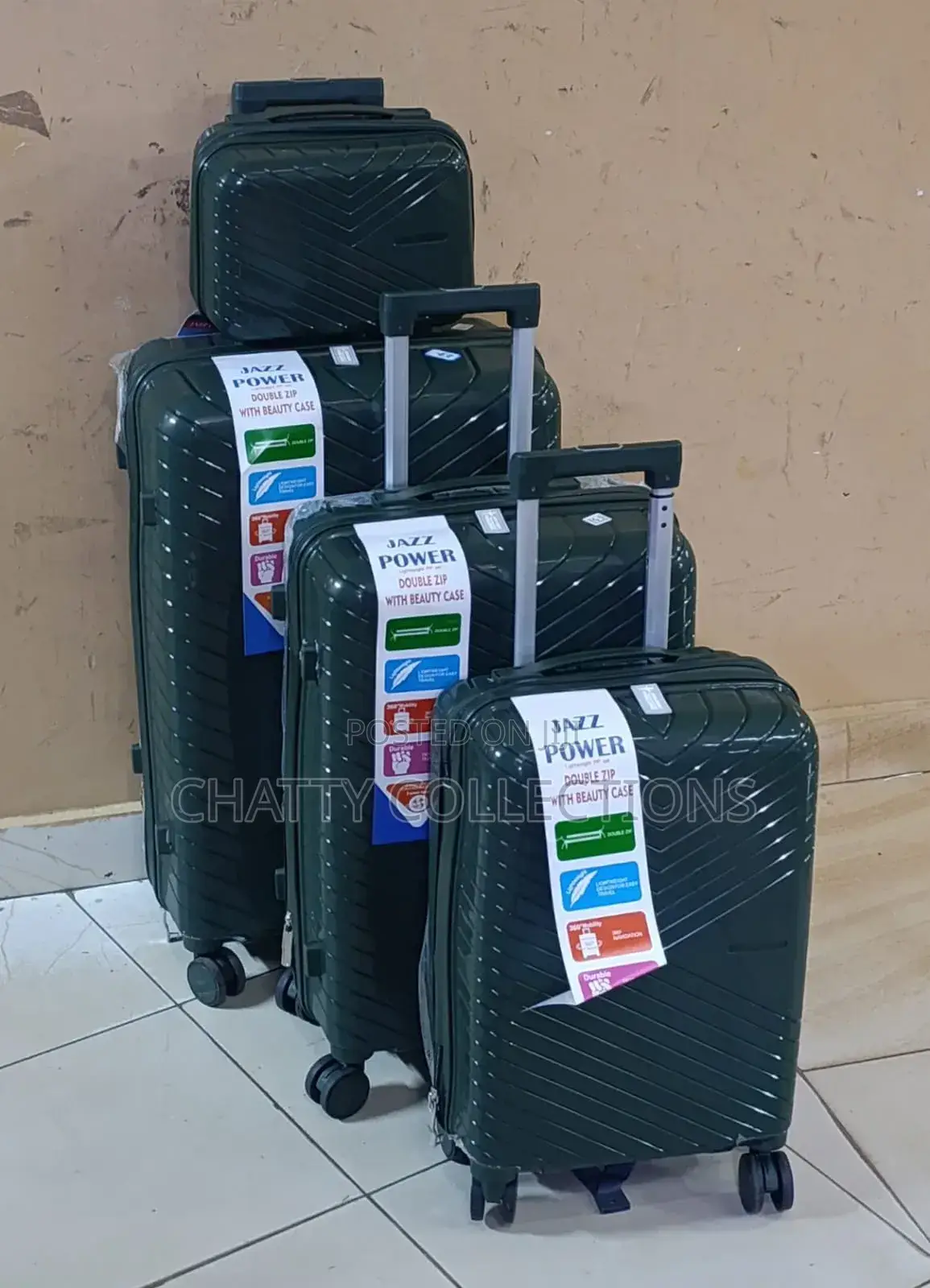 Jungle Green 4 in 1 Rubber Unbreakable Suitcase Size 4