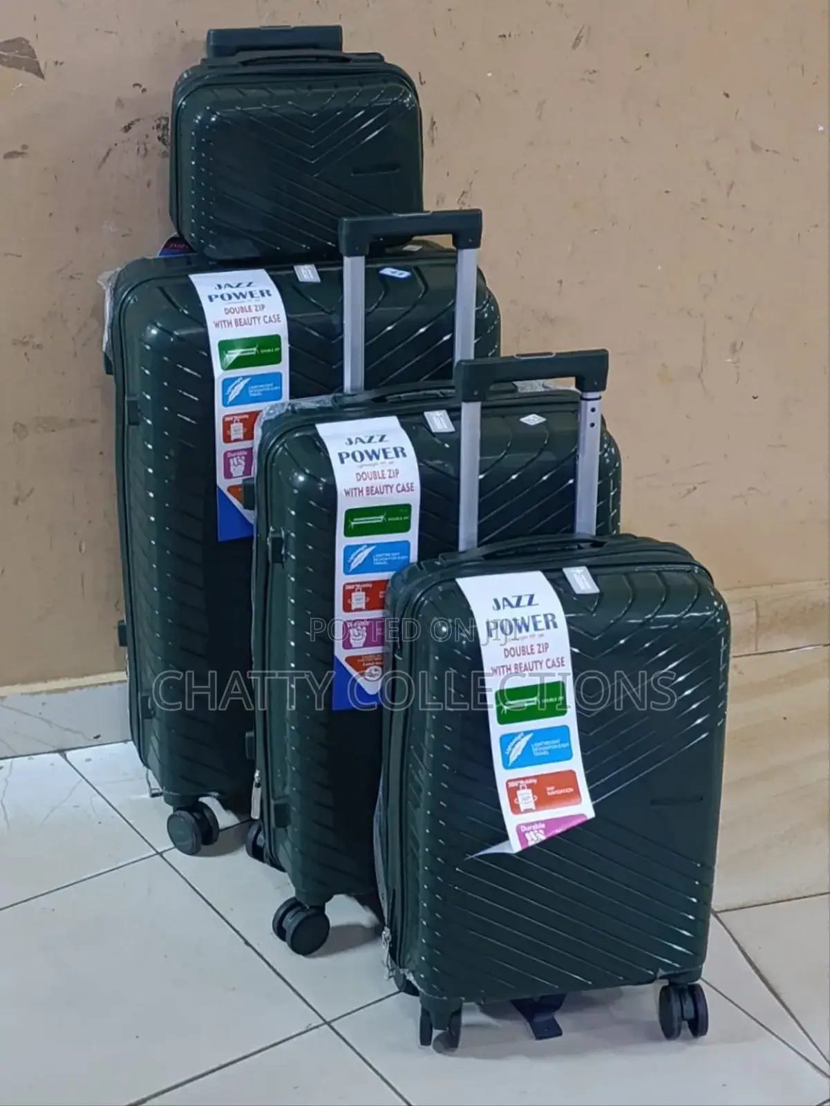 Jungle Green 4 in 1 Rubber Unbreakable Suitcase Size 4