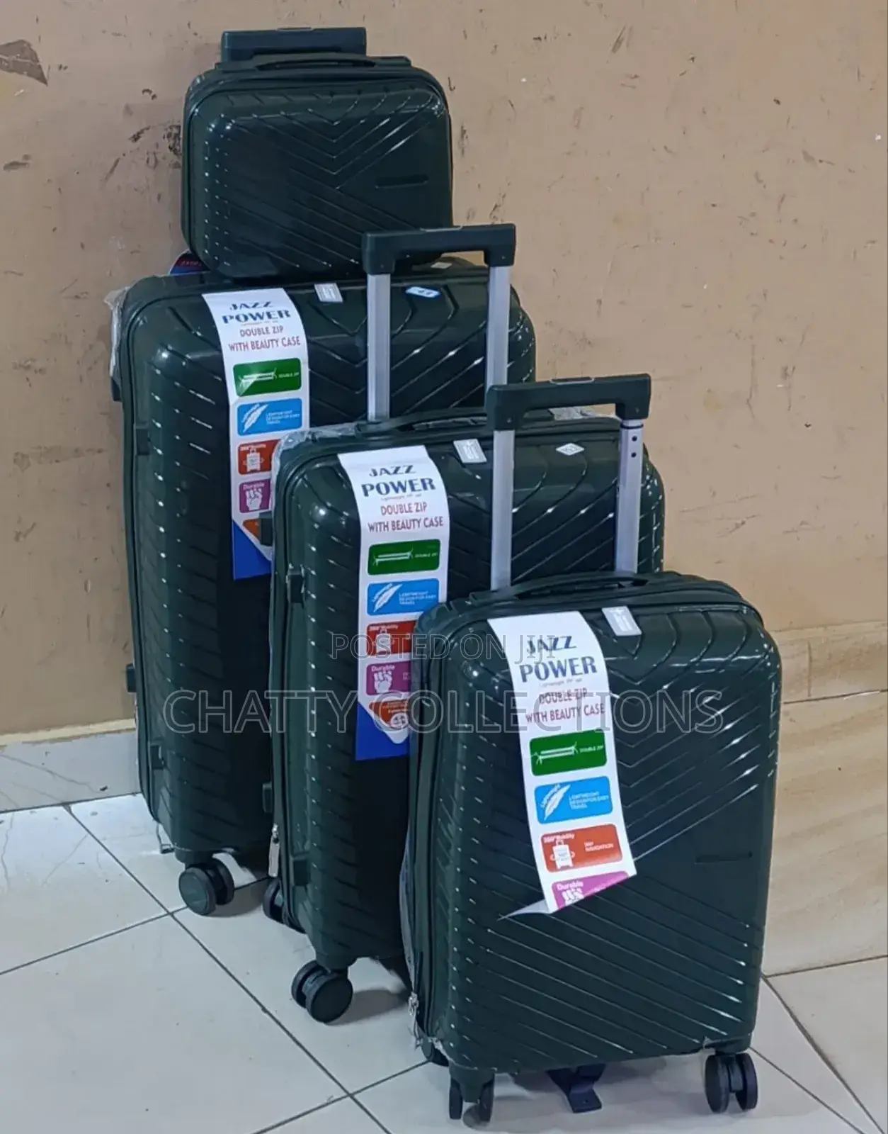 Jungle Green 4 in 1 Rubber Unbreakable Suitcase Size 4