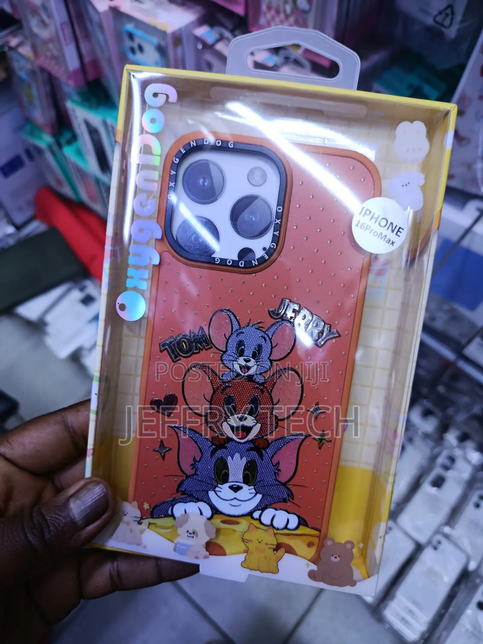 Esile Tom Jerry Themed Cartoon Case for iPhone 16 Pro Max -Orange