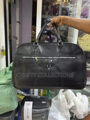 Black Pu Leather Travel Unisex Travel Bag Gym Bag