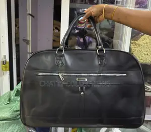 Black Pu Leather Travel Unisex Travel Bag Gym Bag