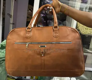 Light Brown Pu Leather Travel Unisex Travel Bag Gym Bag