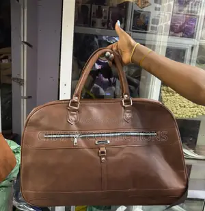 Dark Brown Coffee Brown Pu Leather Travel Unisex Travel Bag Gym Bag