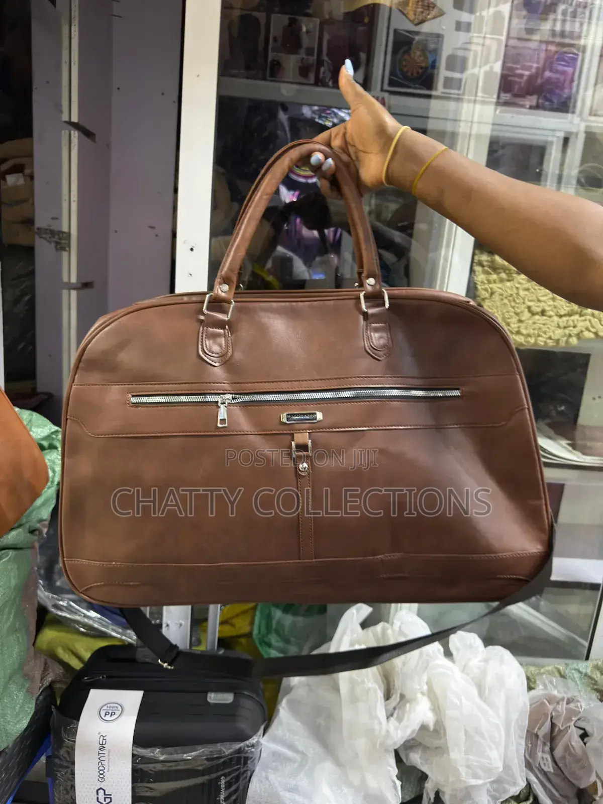 Dark Brown Coffee Brown Pu Leather Travel Unisex Travel Bag Gym Bag