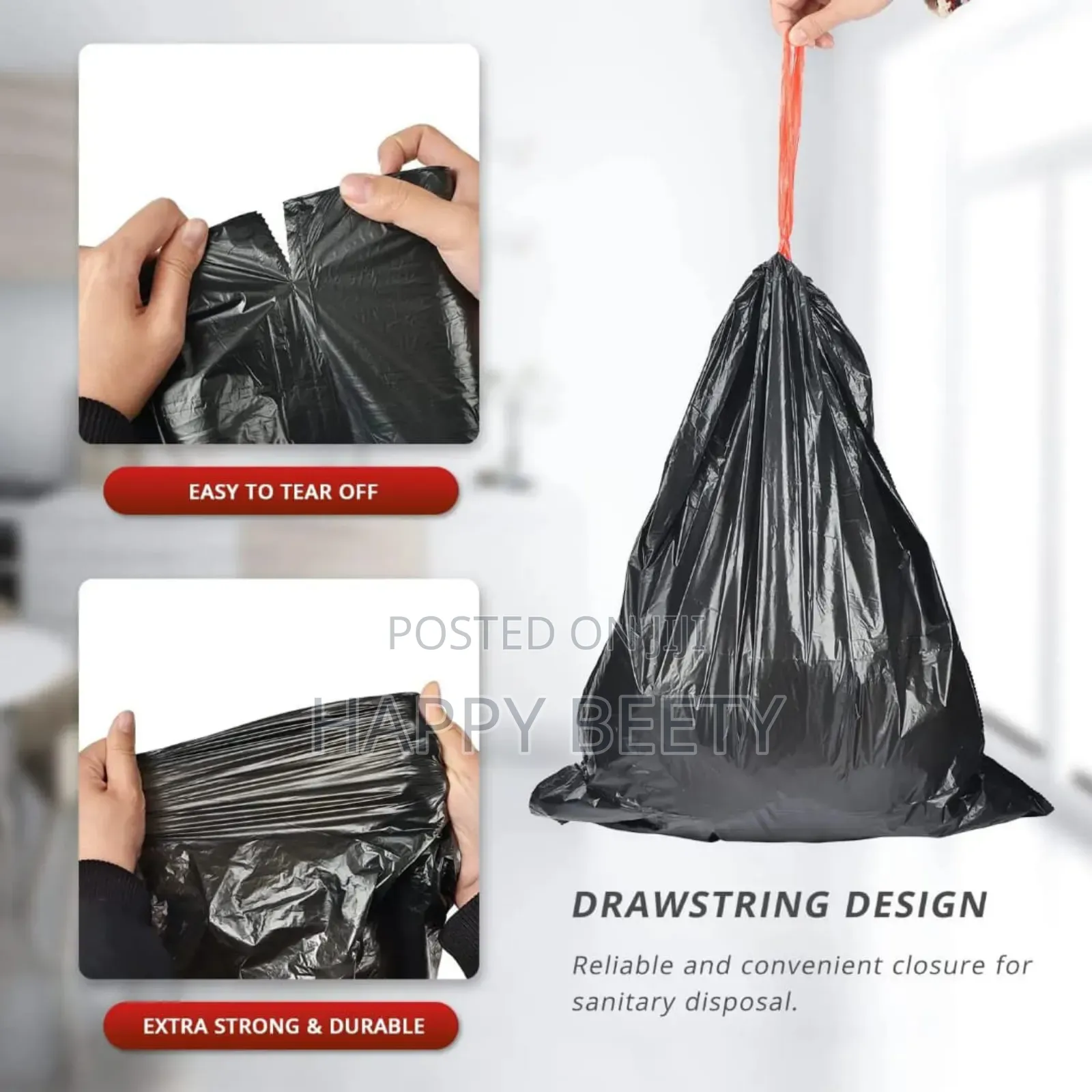  Extra Strong Drawstring Trash Bags (75pc) 
l