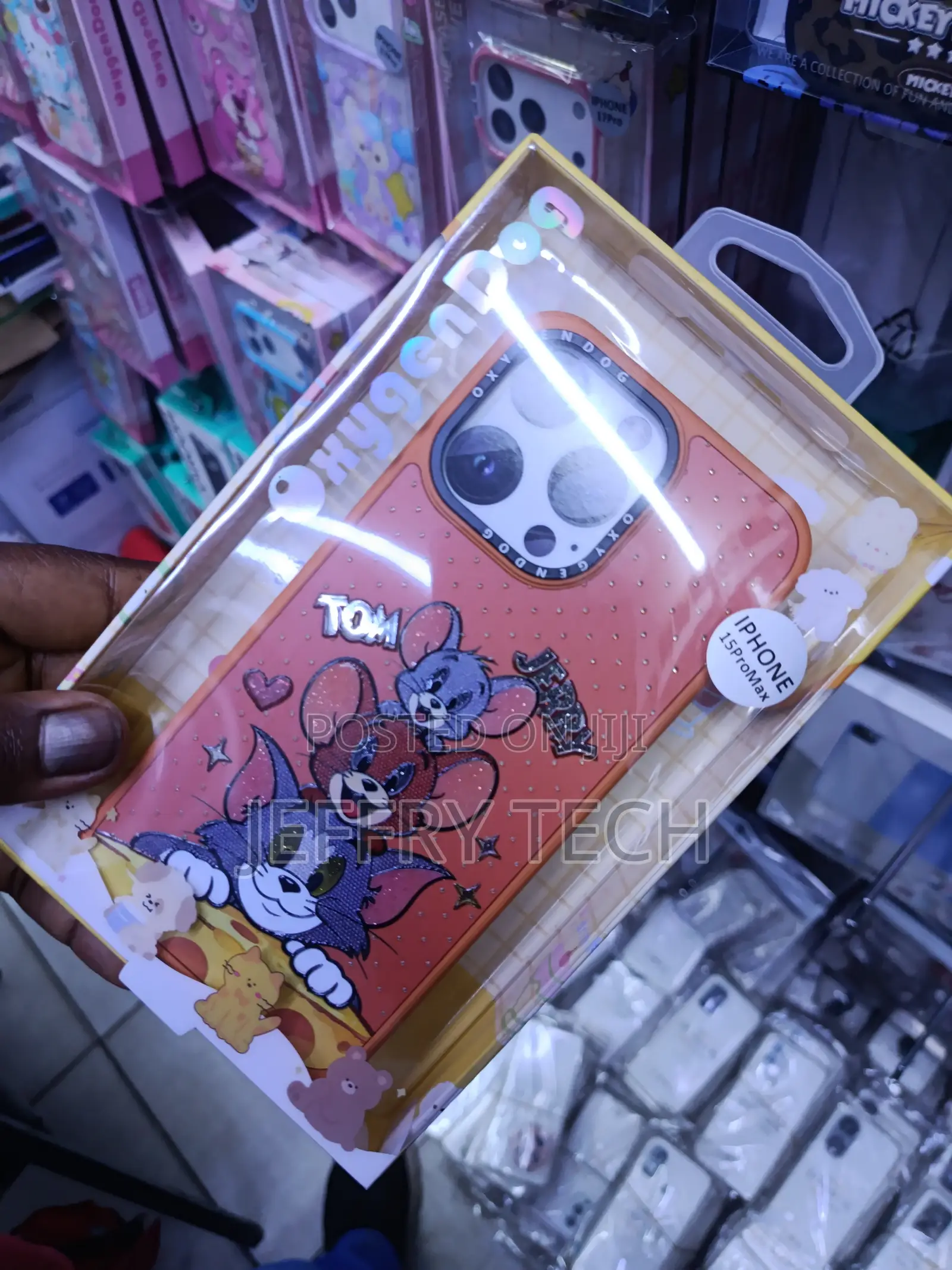 Islos Cute Cartoon Cat Mouse Tpu Case for iPhone 15 Pro Max -Orange