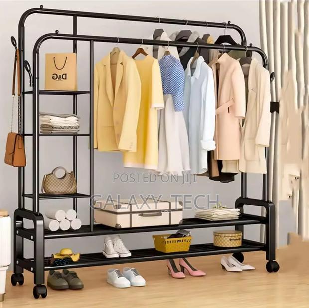 Standing Clothes Hanger//Double Layer Garment Rack - thumbnail 2