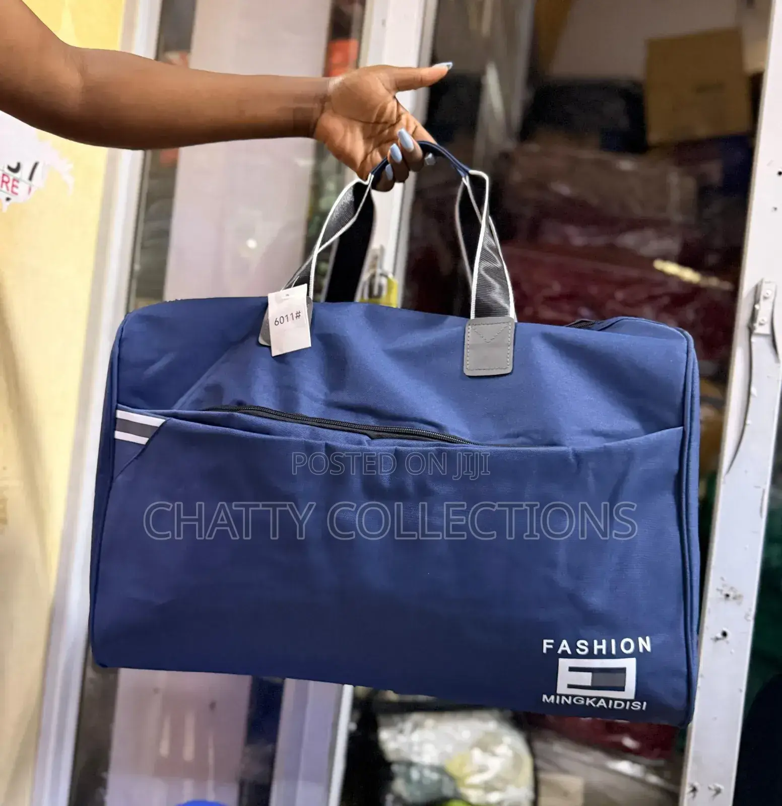 Navy Blue Unisex Fashion Travel Duffle Bag With Shoulder Strap