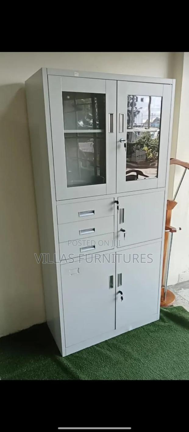 Steel Filling Cabinet Half Glass With Documents Safe Box