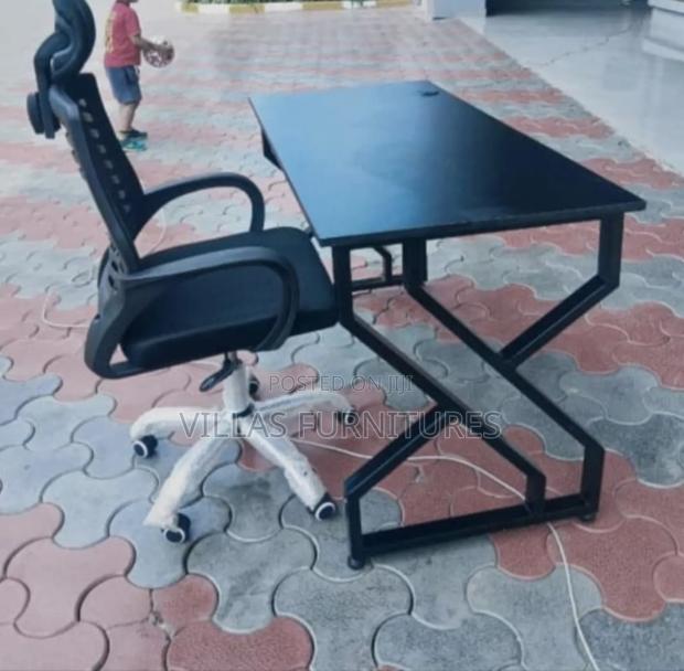 Metallic Modern Study/Office Desk Plus Office Headrest Chair