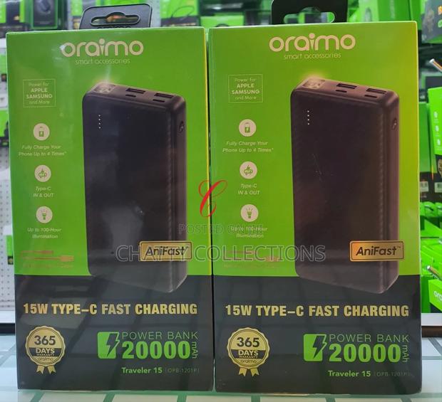 Oraimo 15w 20,000mah Fast Charging Power Bank With Type C Output - thumbnail 3