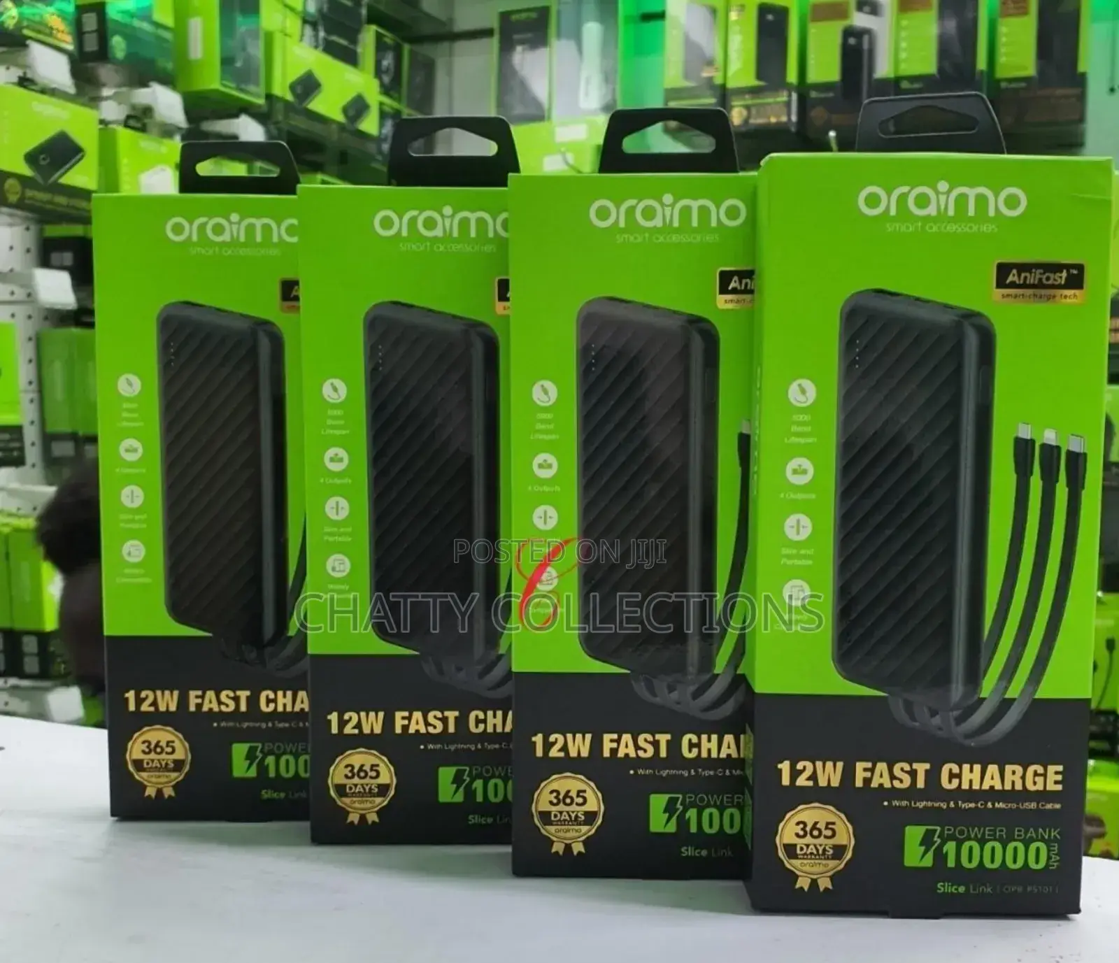 Oraimo Slice 10,000mah Power Bank With Built in Cables