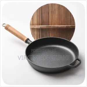 Non Stick Cast Iron Frying Pan With Bamboo Lid
