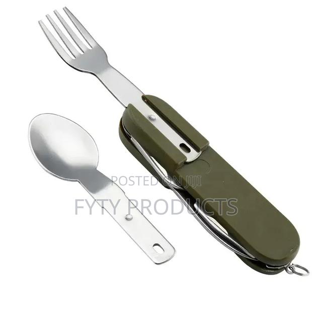 7-in-1 Stainless Steel Foldable Knife Spoon Fork Set - thumbnail 3