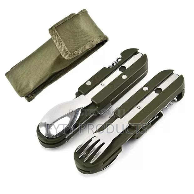 7-in-1 Stainless Steel Foldable Knife Spoon Fork Set - thumbnail 4