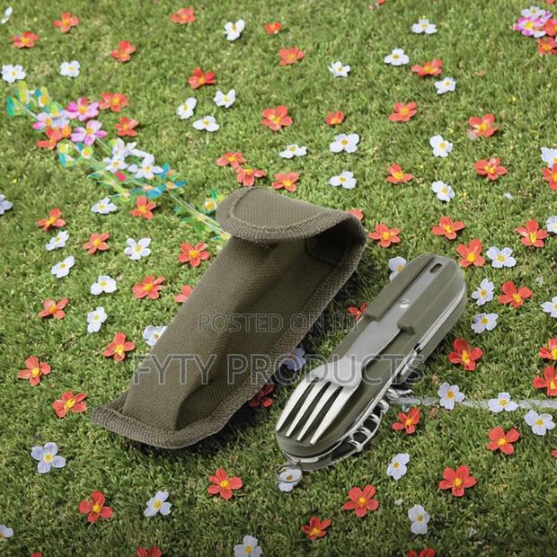 7-in-1 Stainless Steel Foldable Knife Spoon Fork Set - thumbnail 5