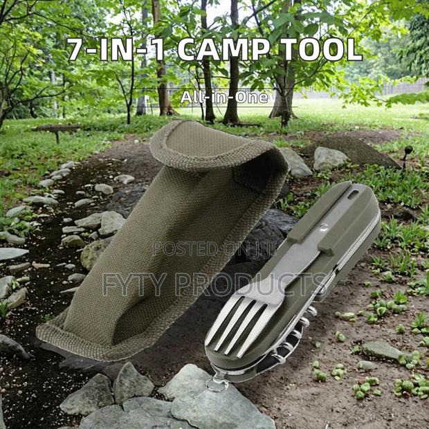 7-in-1 Stainless Steel Foldable Knife Spoon Fork Set - thumbnail 6