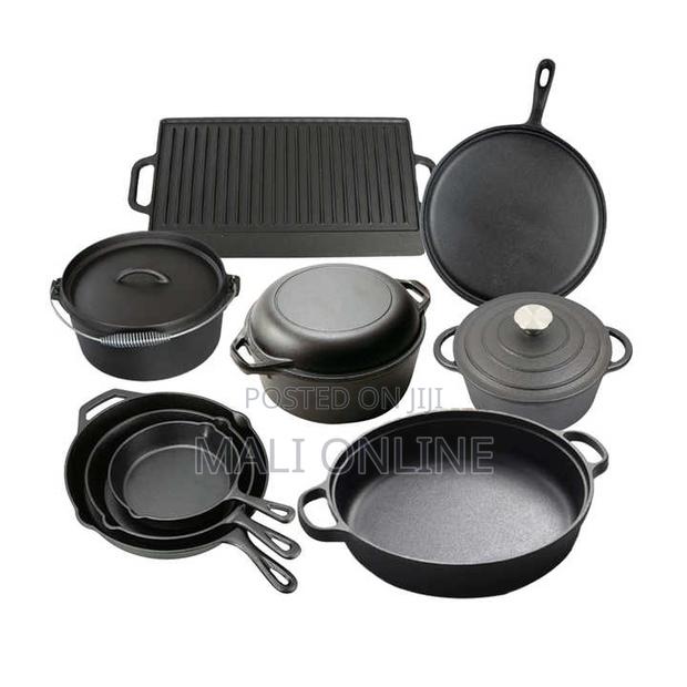 Pre Seasoned Cast Iron Cookware Set 10pcs Non Stick Pots Pans Skillets