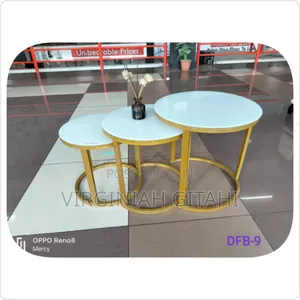 3 in 1 Executive Glass Effect Marble Table