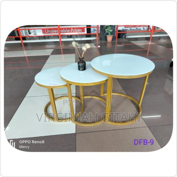 3 in 1 Executive Glass Effect Marble Table