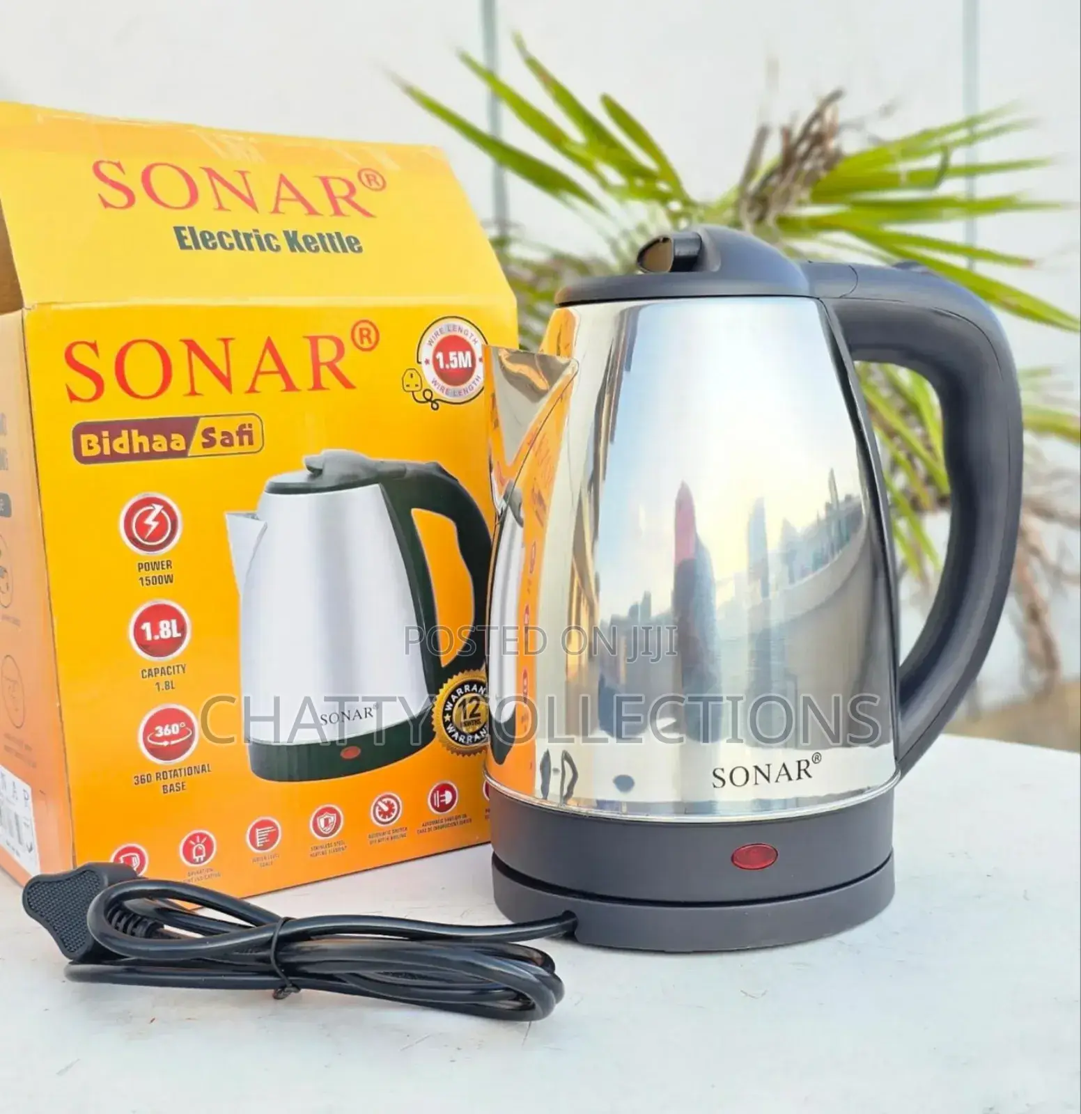 1.8 LTRS Stainless Steel Sonar Electric Kettle*