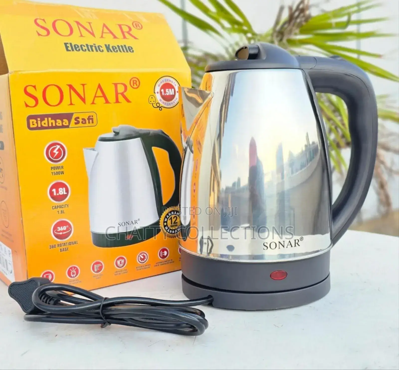 1.8 LTRS Stainless Steel Sonar Electric Kettle*