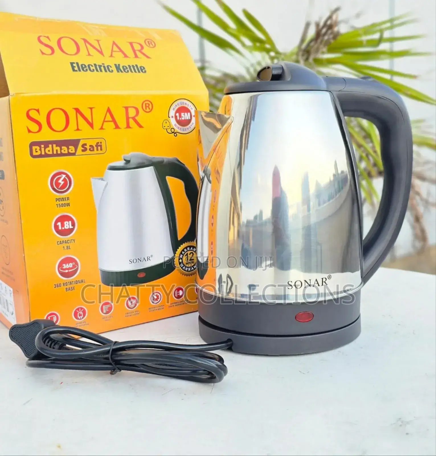 1.8 LTRS Stainless Steel Sonar Electric Kettle*
