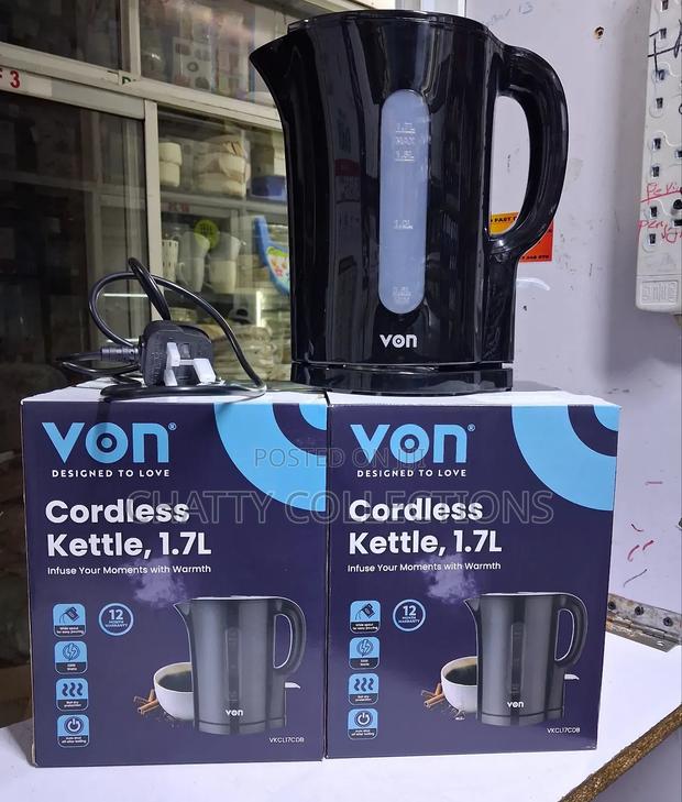 Black 1.7 Litres Upright Von Cordless Kettle - thumbnail 2