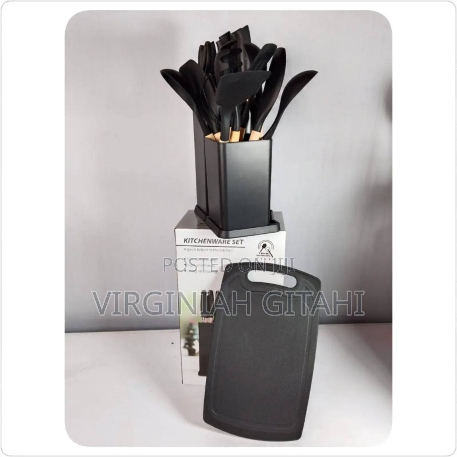 19 Pieces Silicone Spoon Black and Grey A