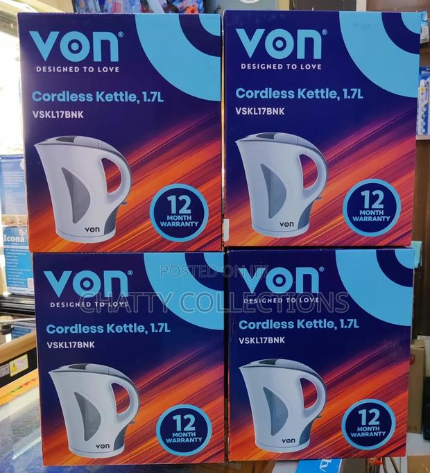 White 1.7 LTRS Von Cordless Kettle - main view