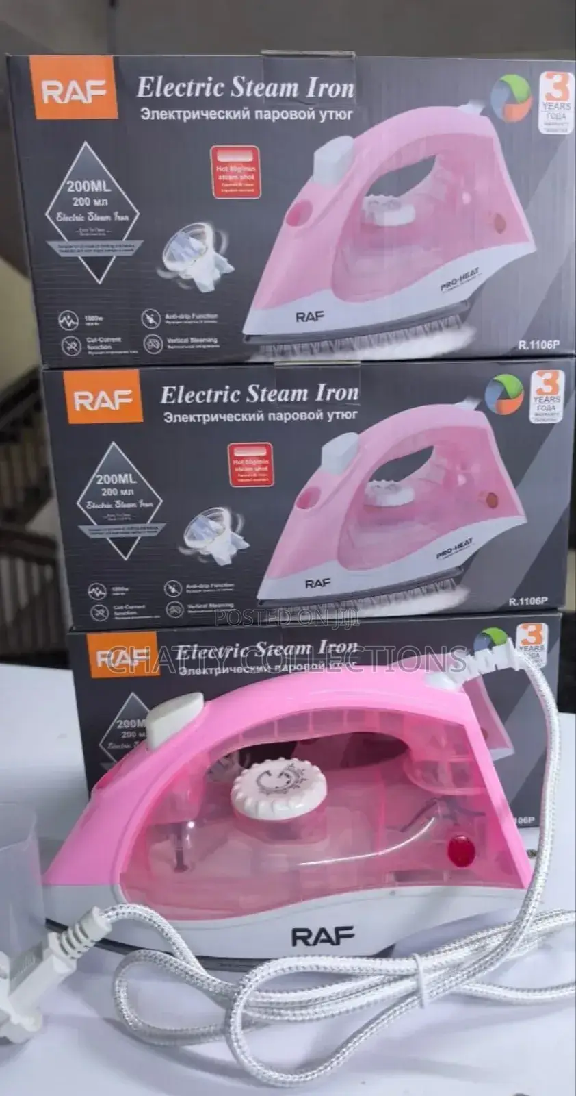 Pink and White Raf Steam Iron Box