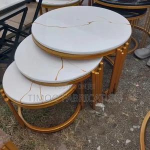 3in1 Coffee Mable Table, White and Gold