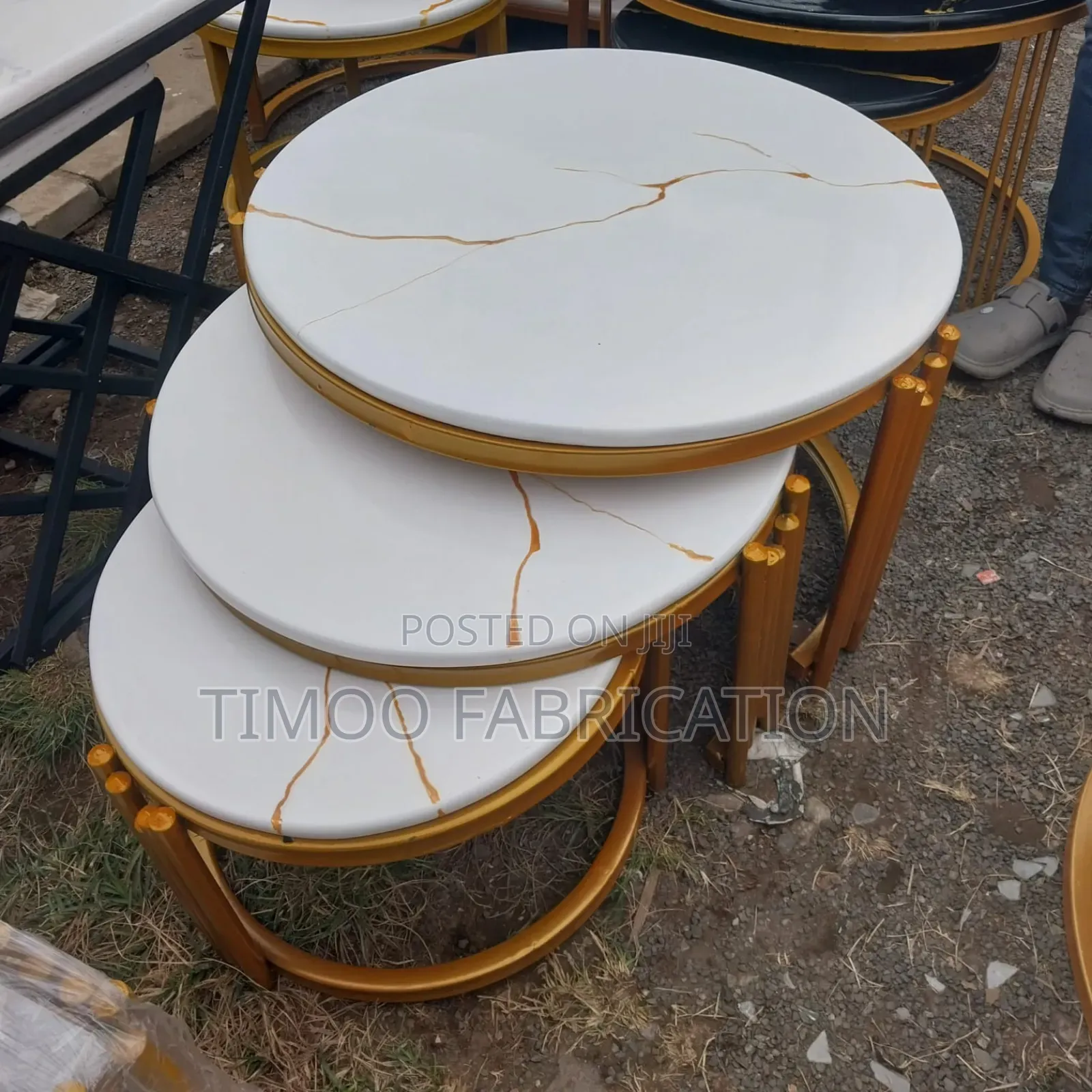 3in1 Coffee Mable Table, White and Gold