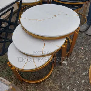 3in1 Coffee Mable Table, White and Gold