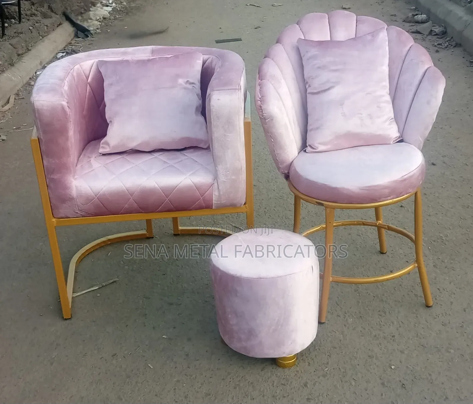 Salon Unique and Classic Chairs, Featuring Baby Pink Upholstery Fabric