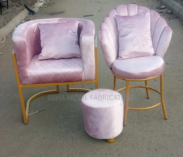 Salon Unique and Classic Chairs, Featuring Baby Pink Upholstery Fabric - main view
