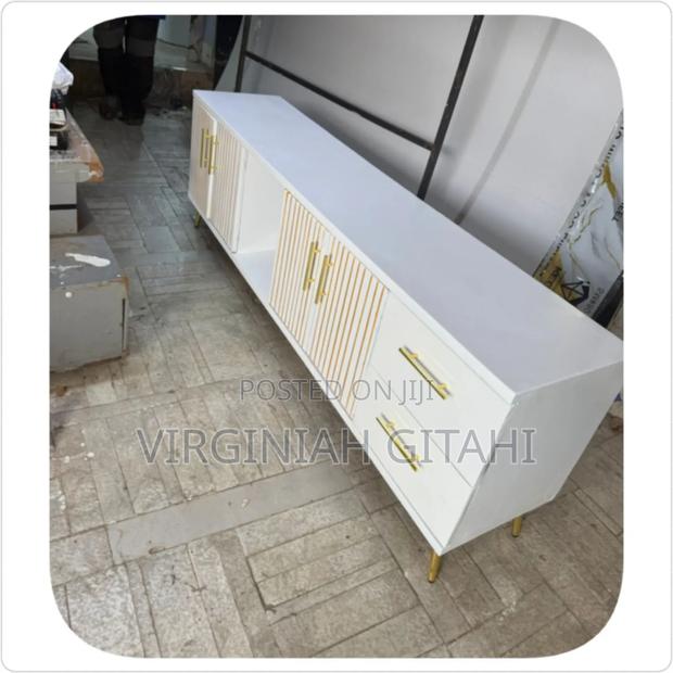 White With Gold Modern Tv Stand