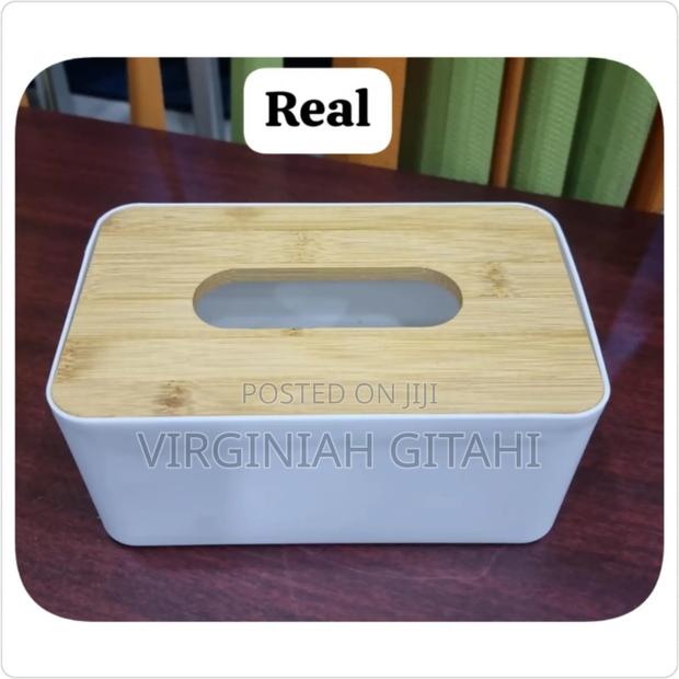 White Black Bamboo Cover Serviet Holder - thumbnail 2