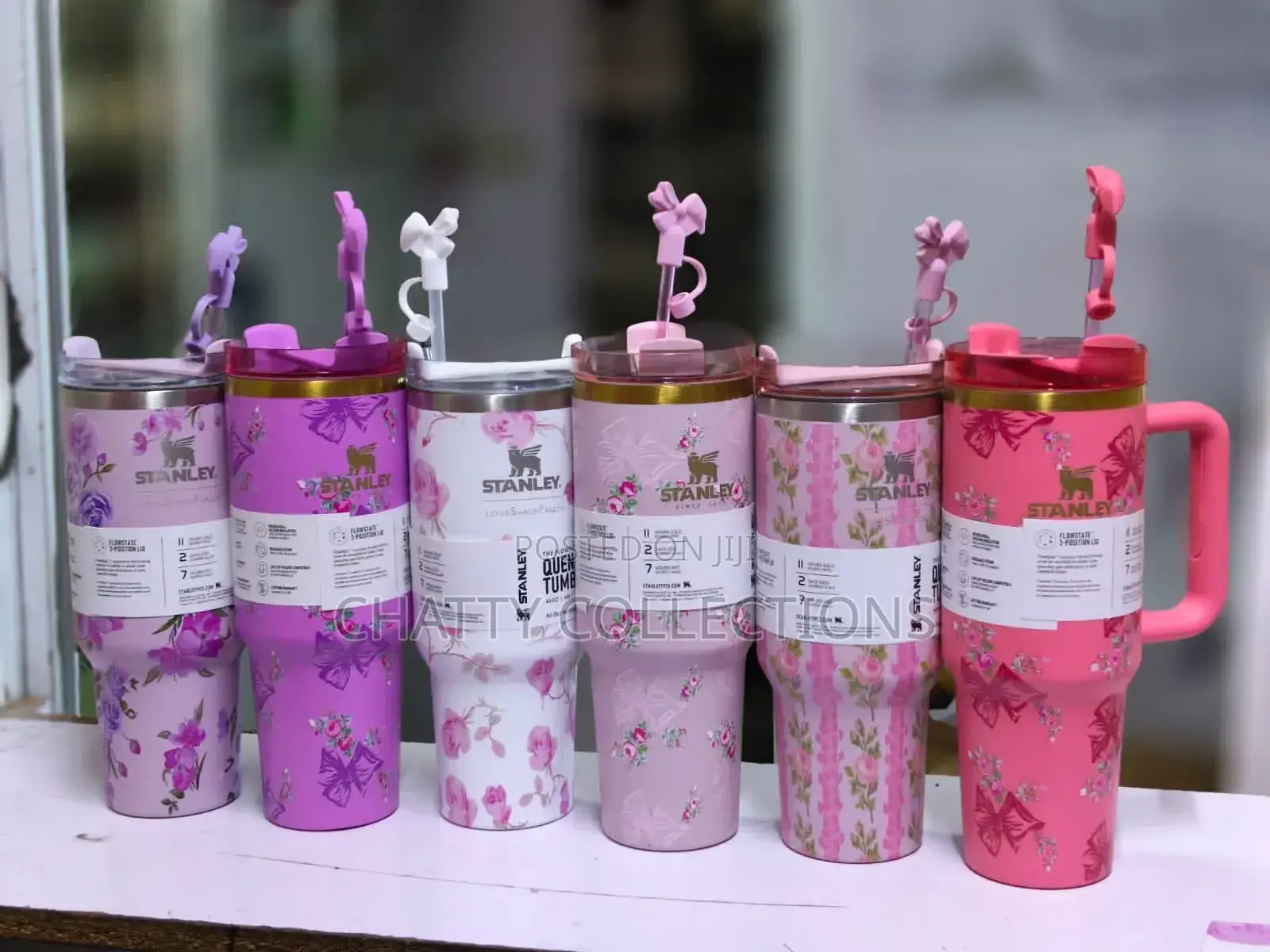 1.2 LTRS Flowered Insulated Original Stanley Mug With Straw Top