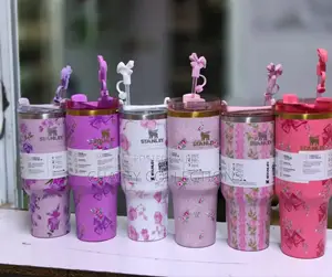 1.2 LTRS Flowered Insulated Original Stanley Mug With Straw Top