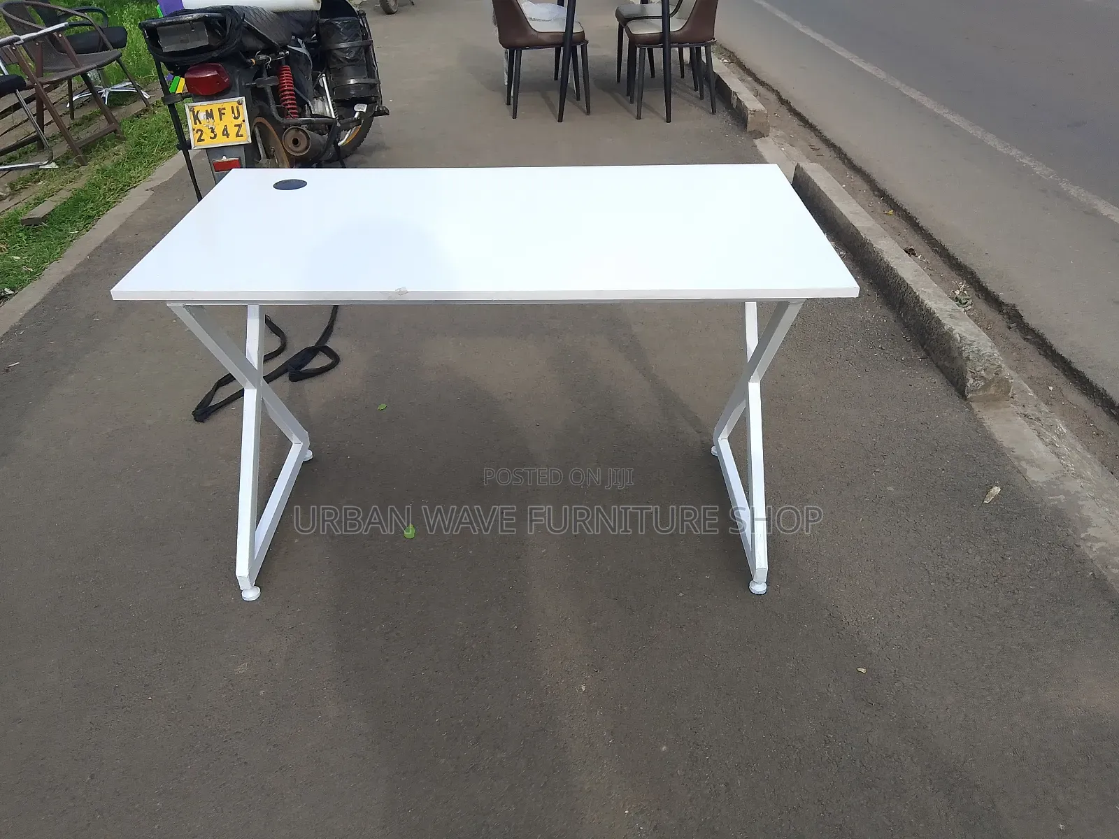 White Metallic Study Desk