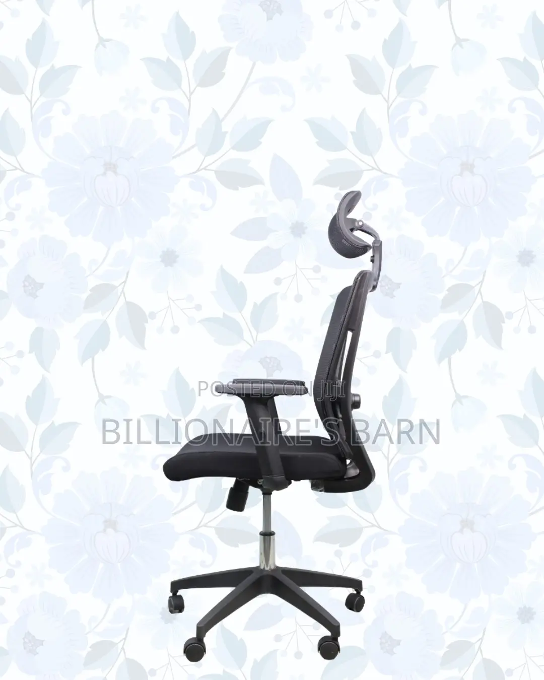 Black Mesh Office Chair Ergonomic Headrest Nylon Base Support Solution
