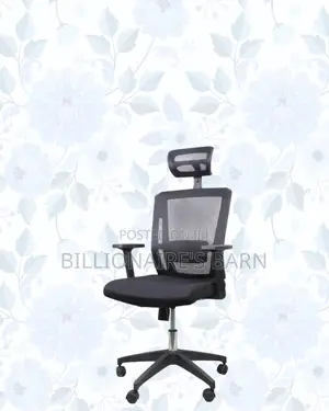 Black Mesh Office Chair Ergonomic Headrest Nylon Base Support Solution