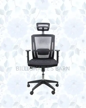 Black Mesh Office Chair Ergonomic Headrest Nylon Base Support Solution